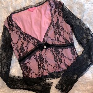 Lacey & Lined Long Sleeve Crop Top